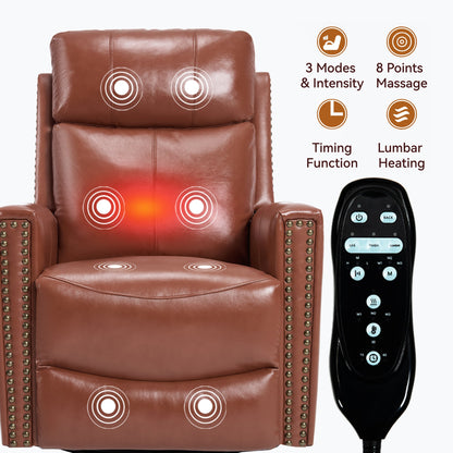 Red genuine leather heat massage manual recliner chair by HouseOfZazla with remote control on Tampa Home & Garden Store