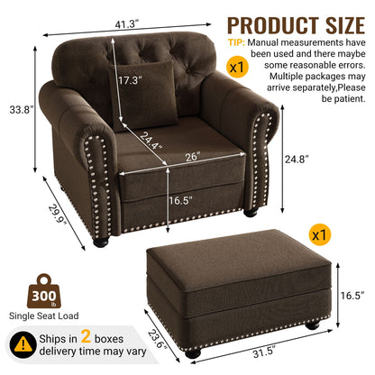 Sofa with nailhead trim and rolled armrests