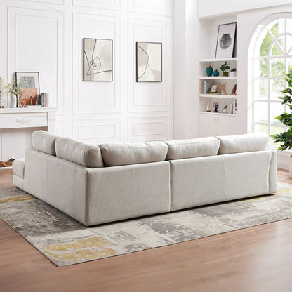 Glander Comfortable Cozy Sectional Sofa in light gray fabric, stationary sectional on Tampa Home & Garden Store