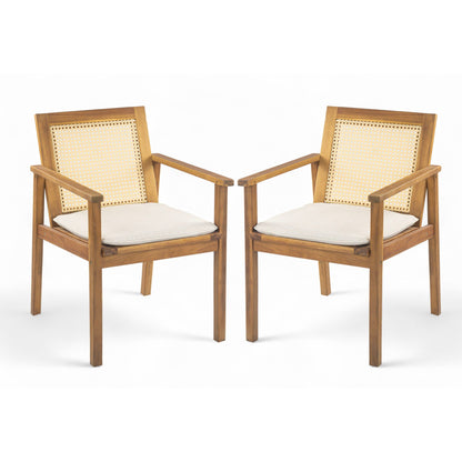 Preston Outdoor Dining Chair With Teak and Beige