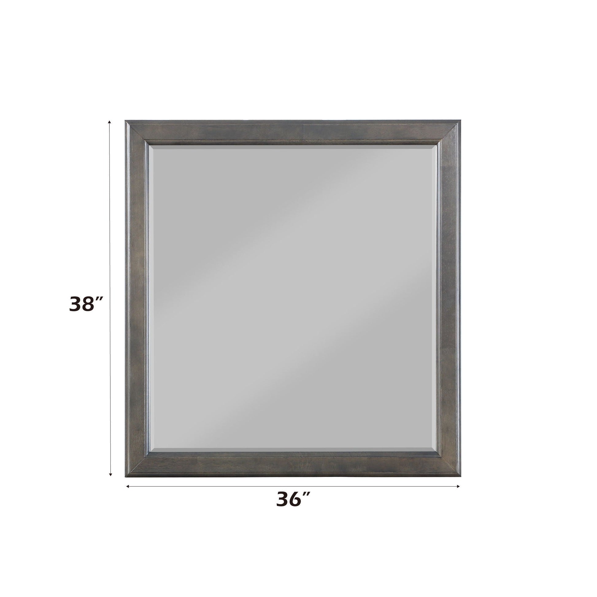 Louis Philippe bedroom mirror with dark metallic frame and beveled edges 36x38 in on Tampa Home & Garden Store