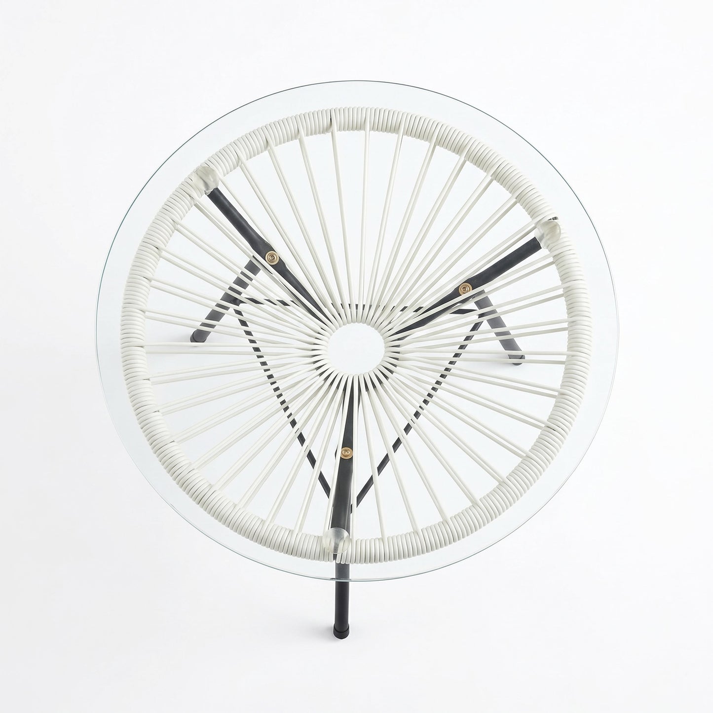 Outdoor Synthetic Wicker Glass Side Table