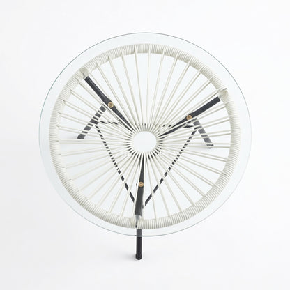 Outdoor Synthetic Wicker Glass Side Table
