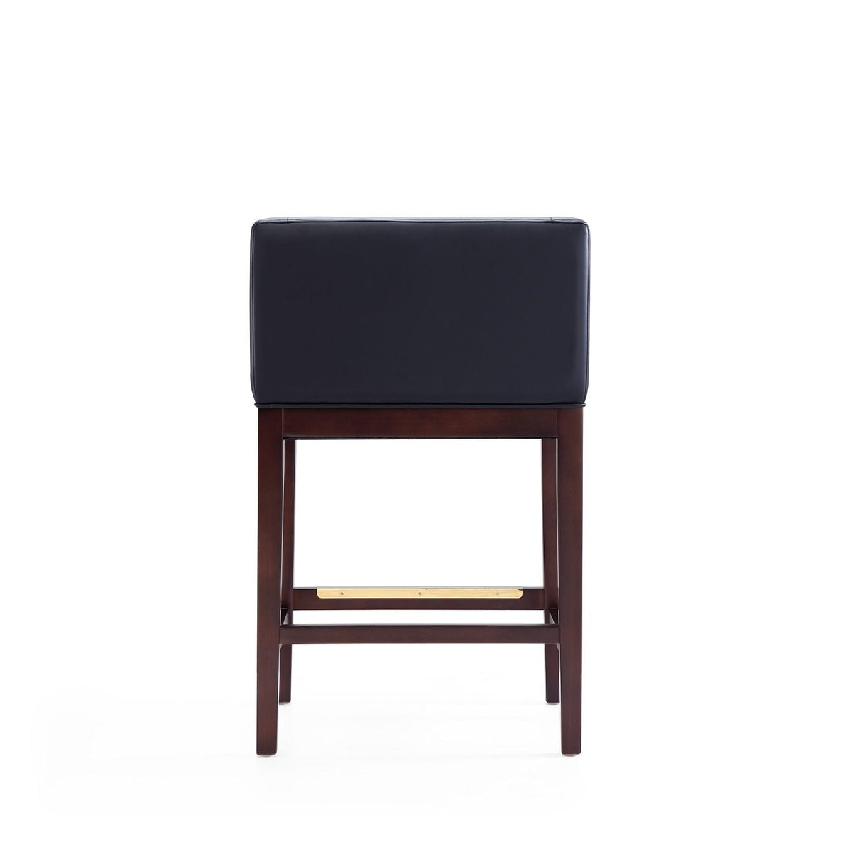 Counter height stool with navy upholstered back and seat, beech wood frame, gold-tone footrest on Tampa Home & Garden Store