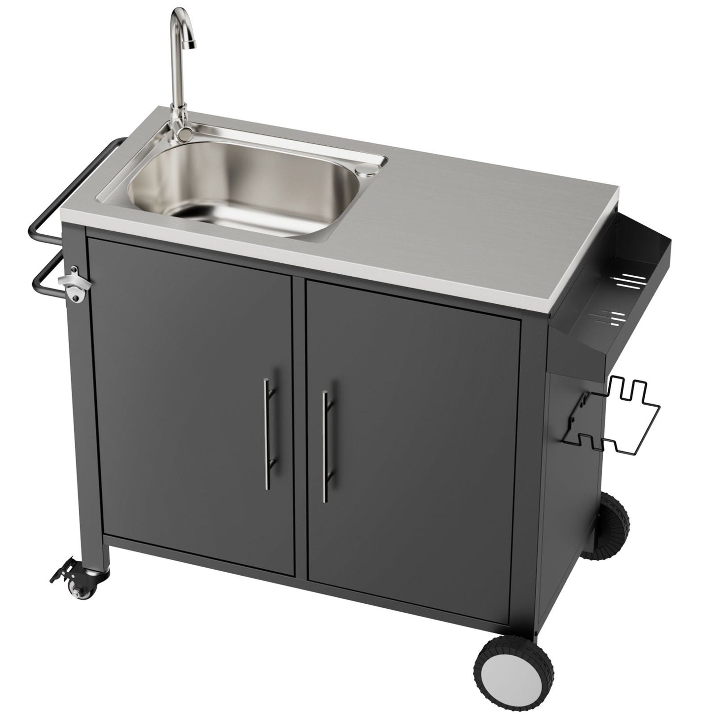 Outdoor Grill Cart With Sink and Storage Cabinet