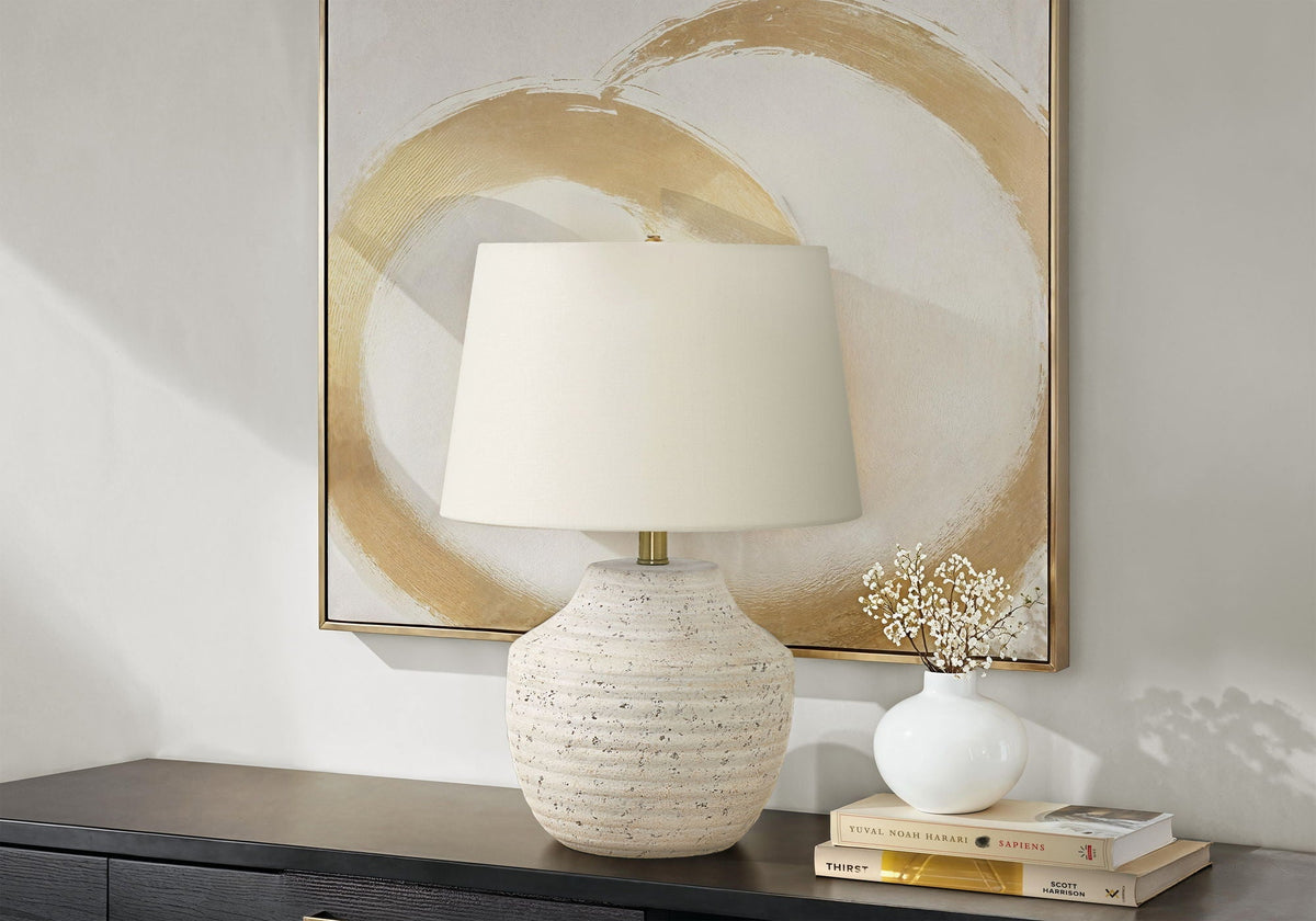 Modern Lighting Table Lamp Concrete Cream with textured base by HouseOfZazla on Tampa Home & Garden Store