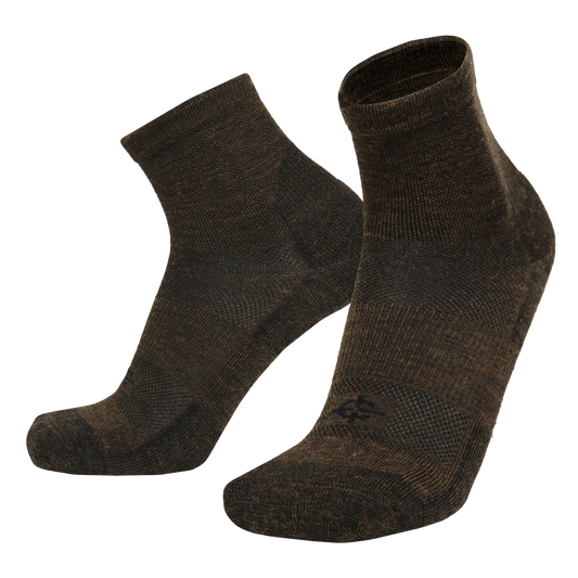 Wool BEAST Mini-Crew Sock pair in brown wool for military athletic use by Covert Threads on Tampa Home & Garden Store