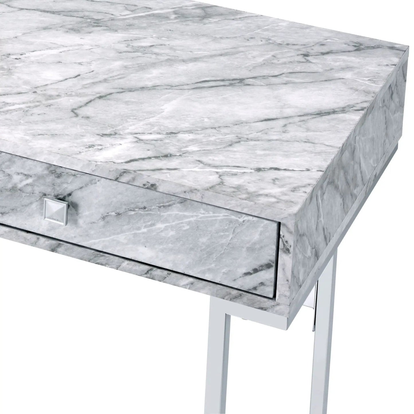 Tigress Faux Marble Top Writing Desk White