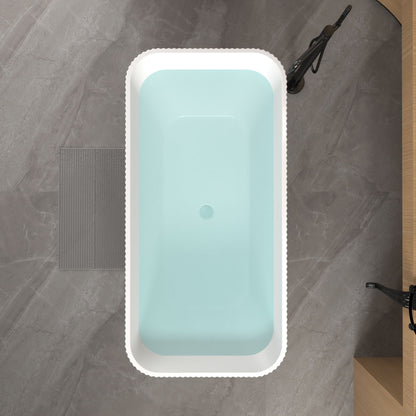 Linear Freestanding Soaker Tub gloss white by HouseOfZazla; top-down view with blue interior on Tampa Home & Garden Store