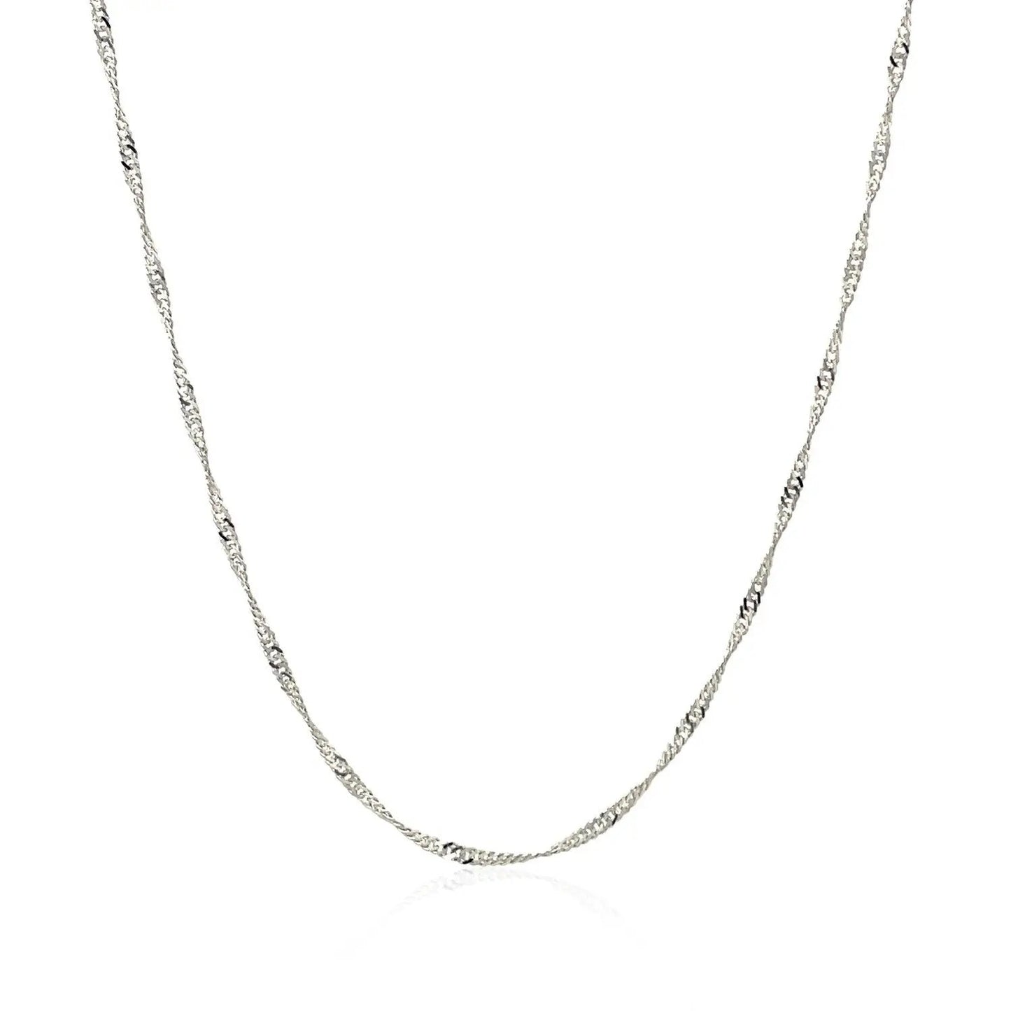 14k white gold Singapore chain necklace 1.5mm, slim textured links on Tampa Home & Garden Store
