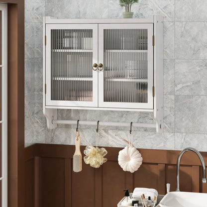 Vintage Wall Cabinet with Three Tiers Towel Rack