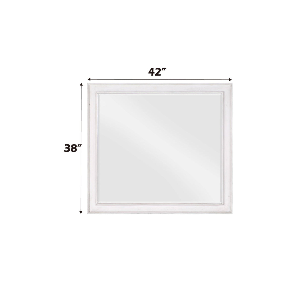 Weathered Mirror with Beveled Edge - White, 42x38 in, HouseOfZazla on Tampa Home & Garden Store