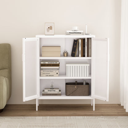 Metal accent cabinet in white with adjustable shelves by HouseOfZazla on Tampa Home & Garden Store
