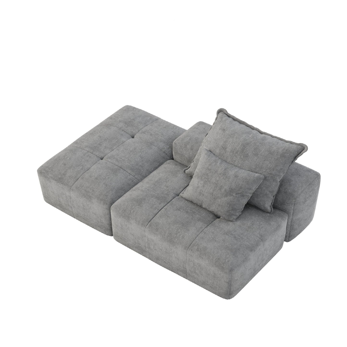 Modern Oversized Modular Sectional Sofa gray fabric with tufted cushions HouseOfZazla on Tampa Home & Garden Store