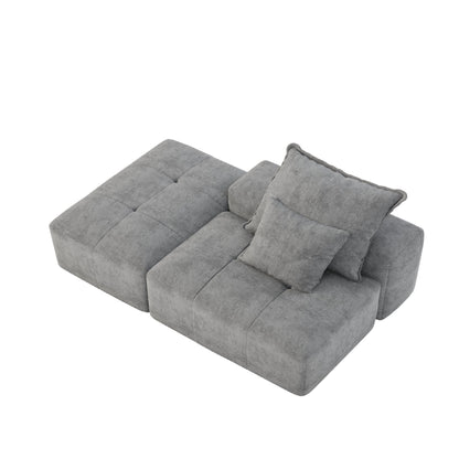 Modern Oversized Modular Sectional Sofa gray fabric with tufted cushions HouseOfZazla on Tampa Home & Garden Store