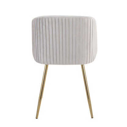 Pleated Waves contemporary chair set of 2 in gray fabric with gold metal legs on Tampa Home & Garden Store