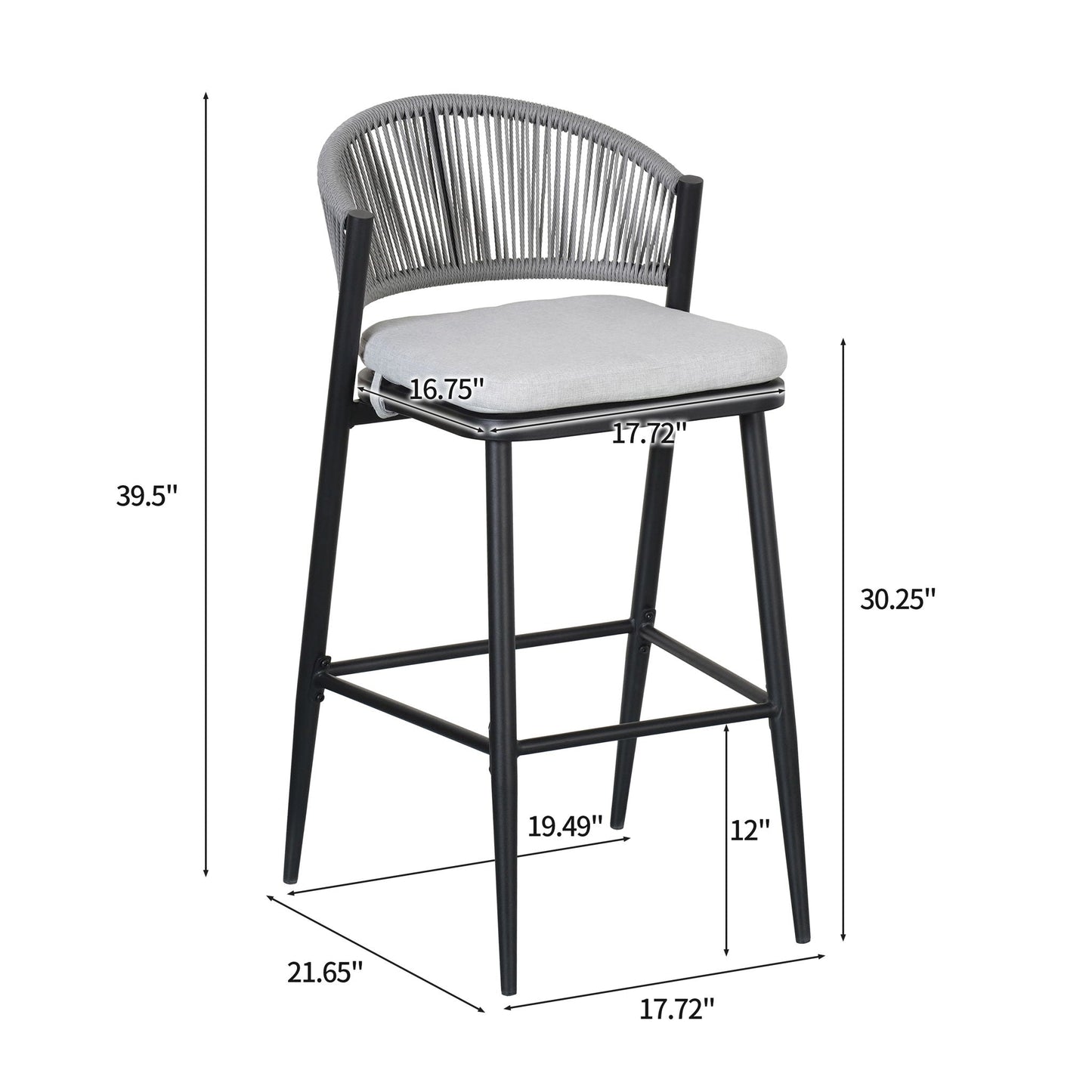 Outdoor Bar Stools With Scallop Cushion And Frame