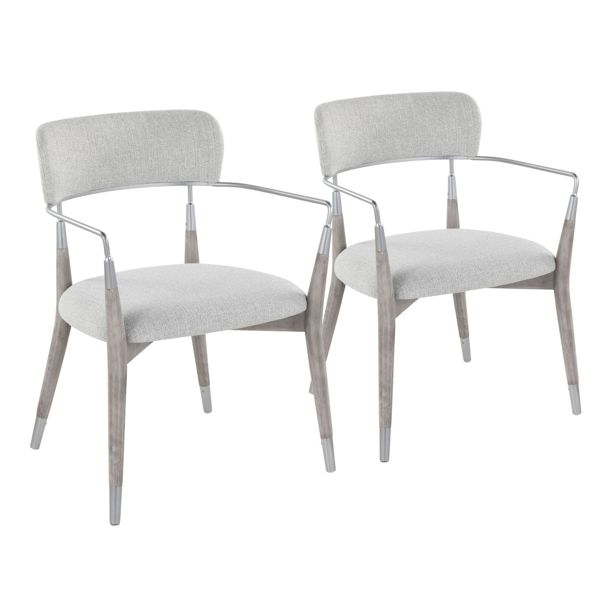 Savannah Contemporary Chair Set with upholstered gray seats and wood frame, 3 chairs on Tampa Home & Garden Store
