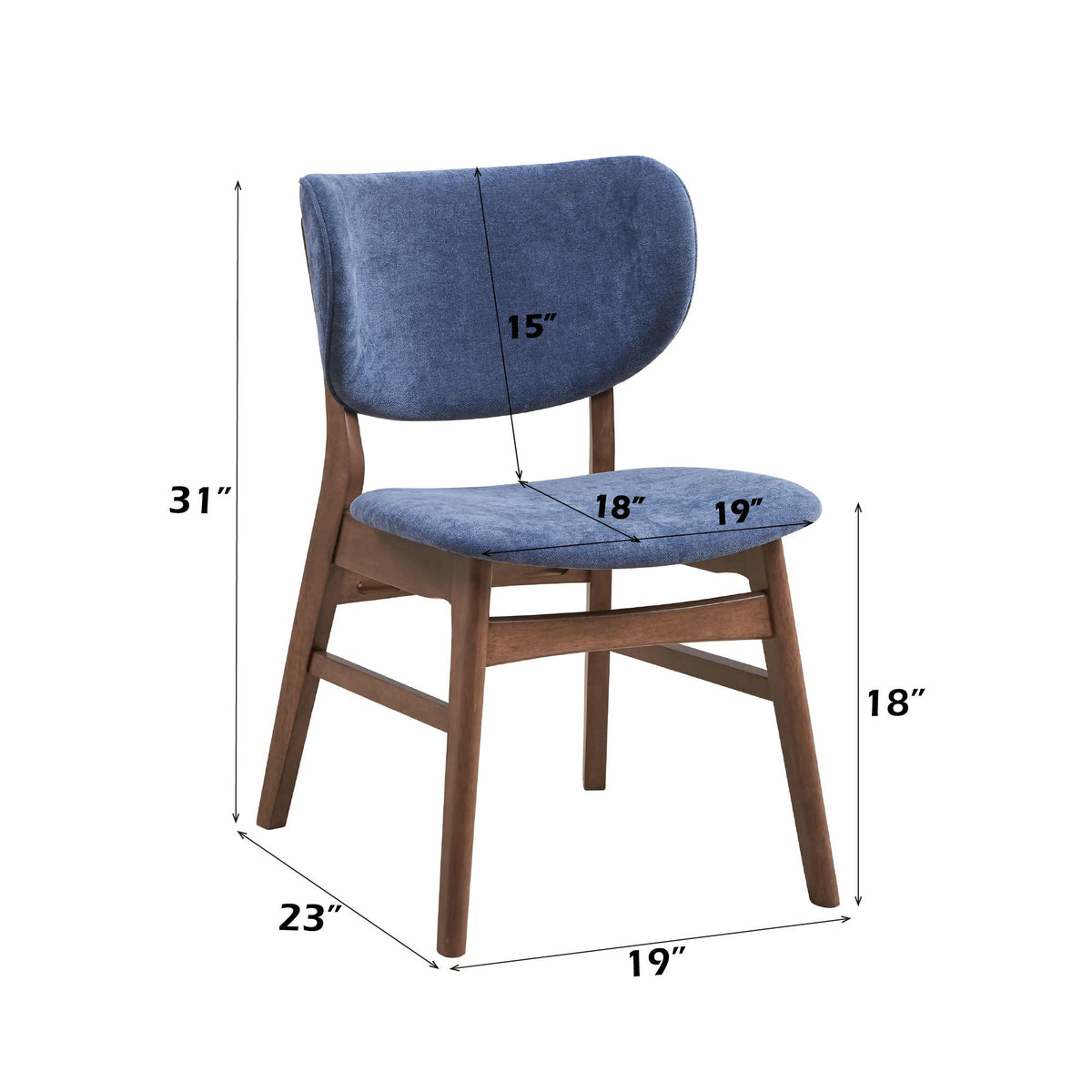 Bevis Side Chair Set with Padded Cushion blue upholstery, wooden legs for kids HouseOfZazla on Tampa Home & Garden Store