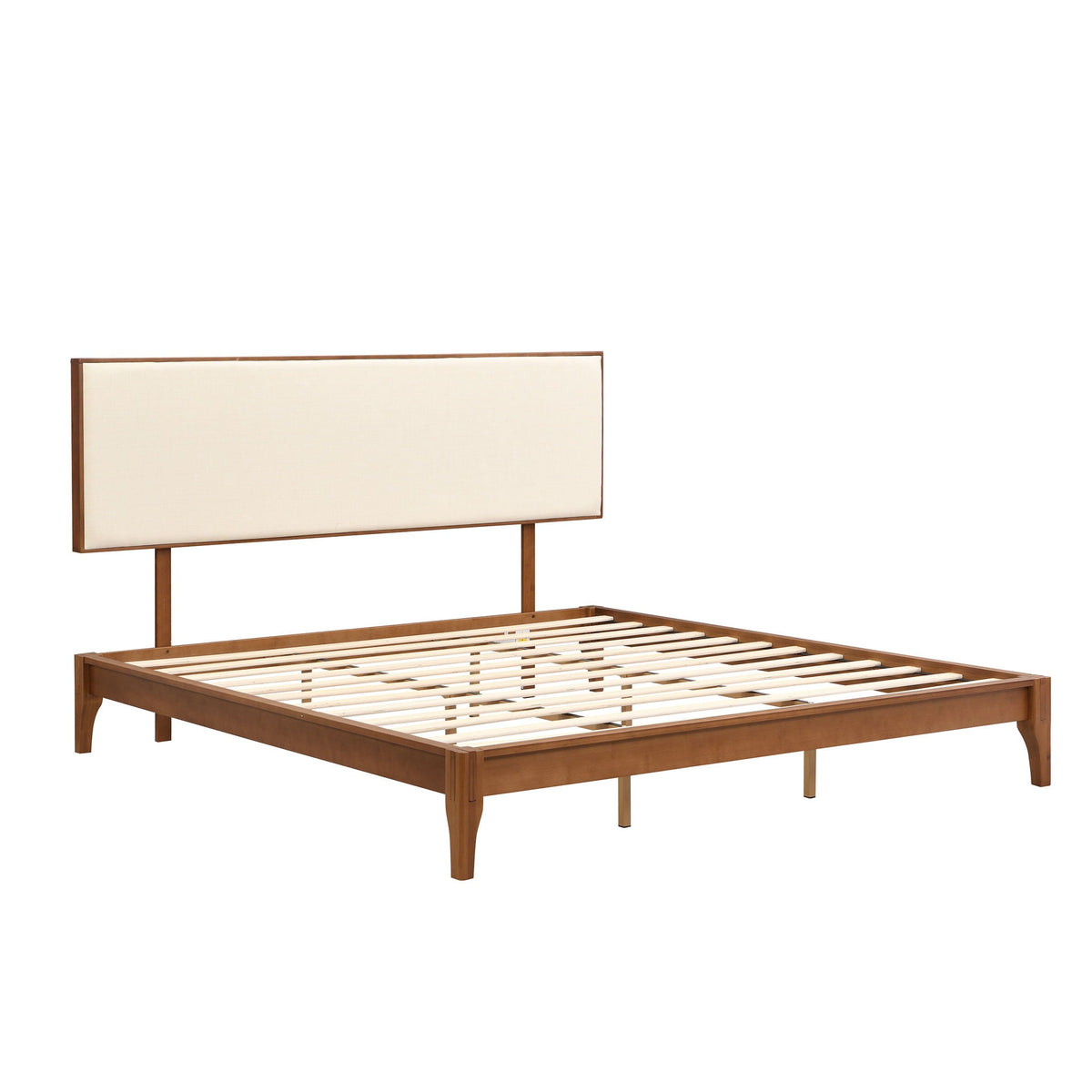 King Size platform bed in brown bamboo with adjustable bamboo headboard and beige panel on Tampa Home & Garden Store
