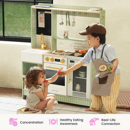 Tiny Land BistroSwitch Play Kitchen toy set in pastel green with brass faucet on Tampa Home & Garden Store