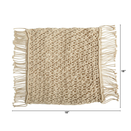 18” BOHO Fringed Woven Macrame Decorative Pillow Cover - Tampa Home & Garden Store