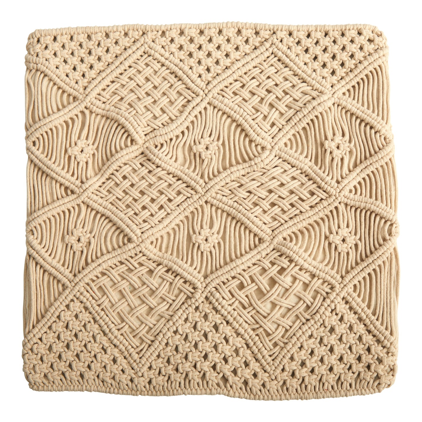 18” Boho Cross Woven Macrame Decorative Pillow Cover - Tampa Home & Garden Store