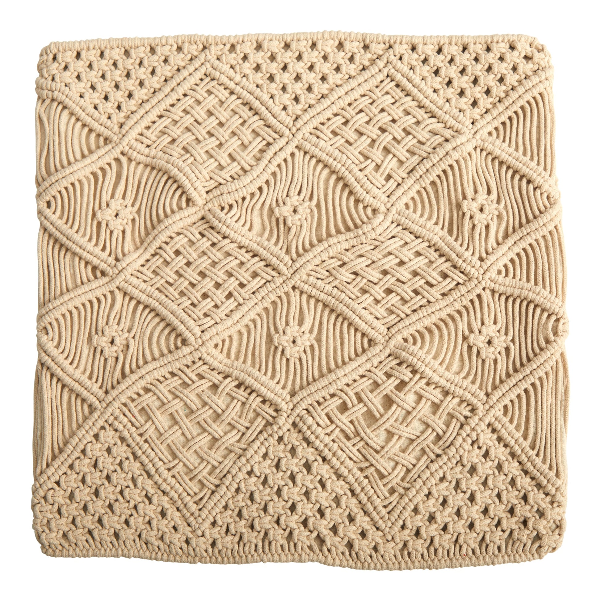 18” Boho Cross Woven Macrame Decorative Pillow Cover - Tampa Home & Garden Store