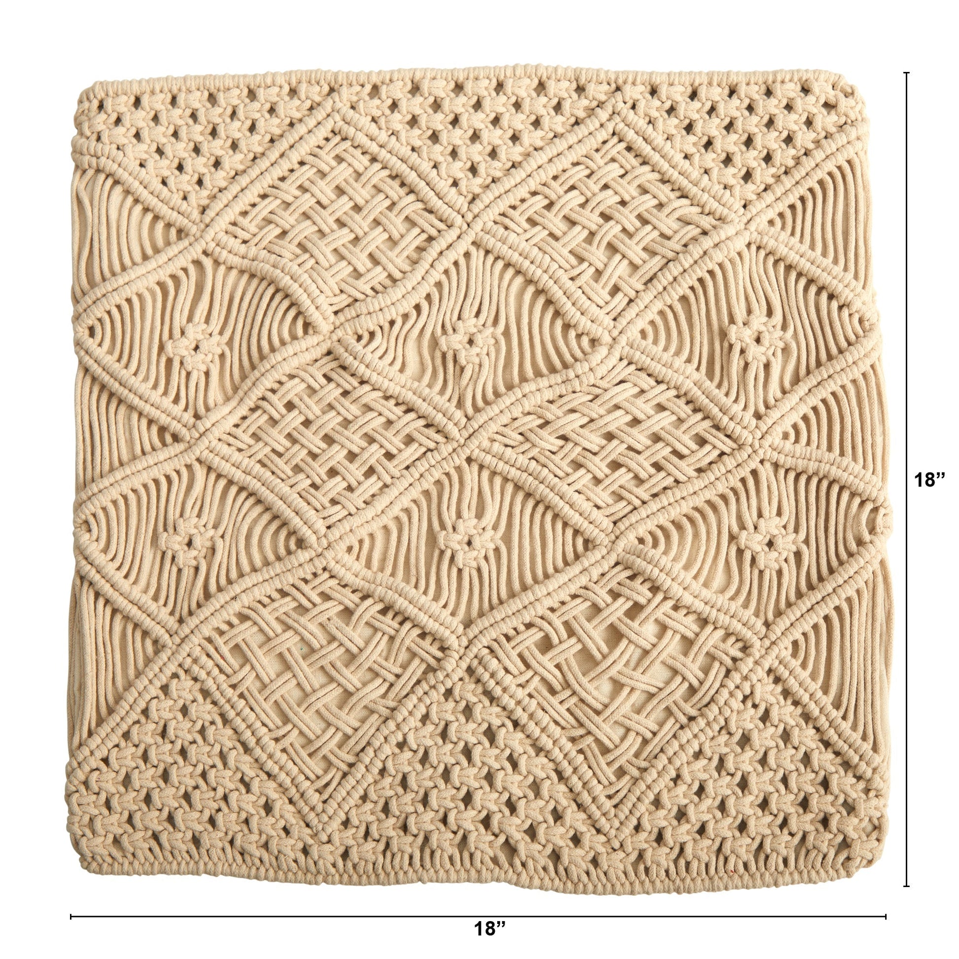18” Boho Cross Woven Macrame Decorative Pillow Cover - Tampa Home & Garden Store