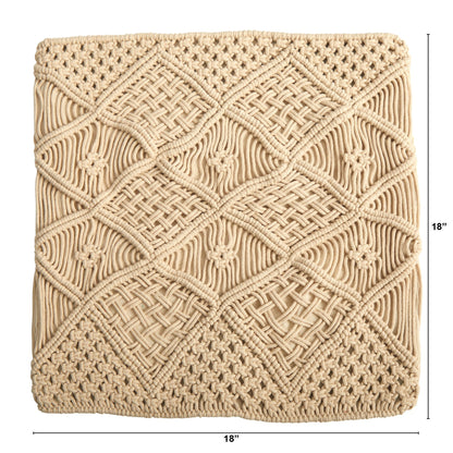 18” Boho Cross Woven Macrame Decorative Pillow Cover - Tampa Home & Garden Store