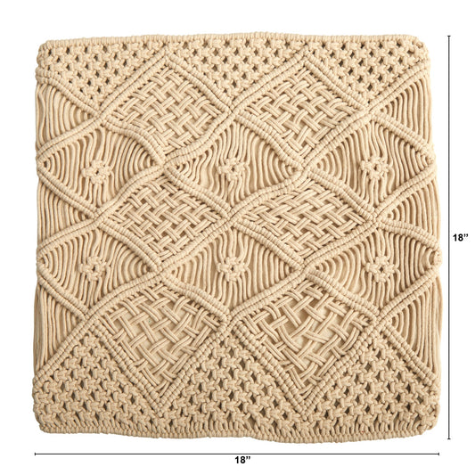 18” Boho Cross Woven Macrame Decorative Pillow Cover - Tampa Home & Garden Store