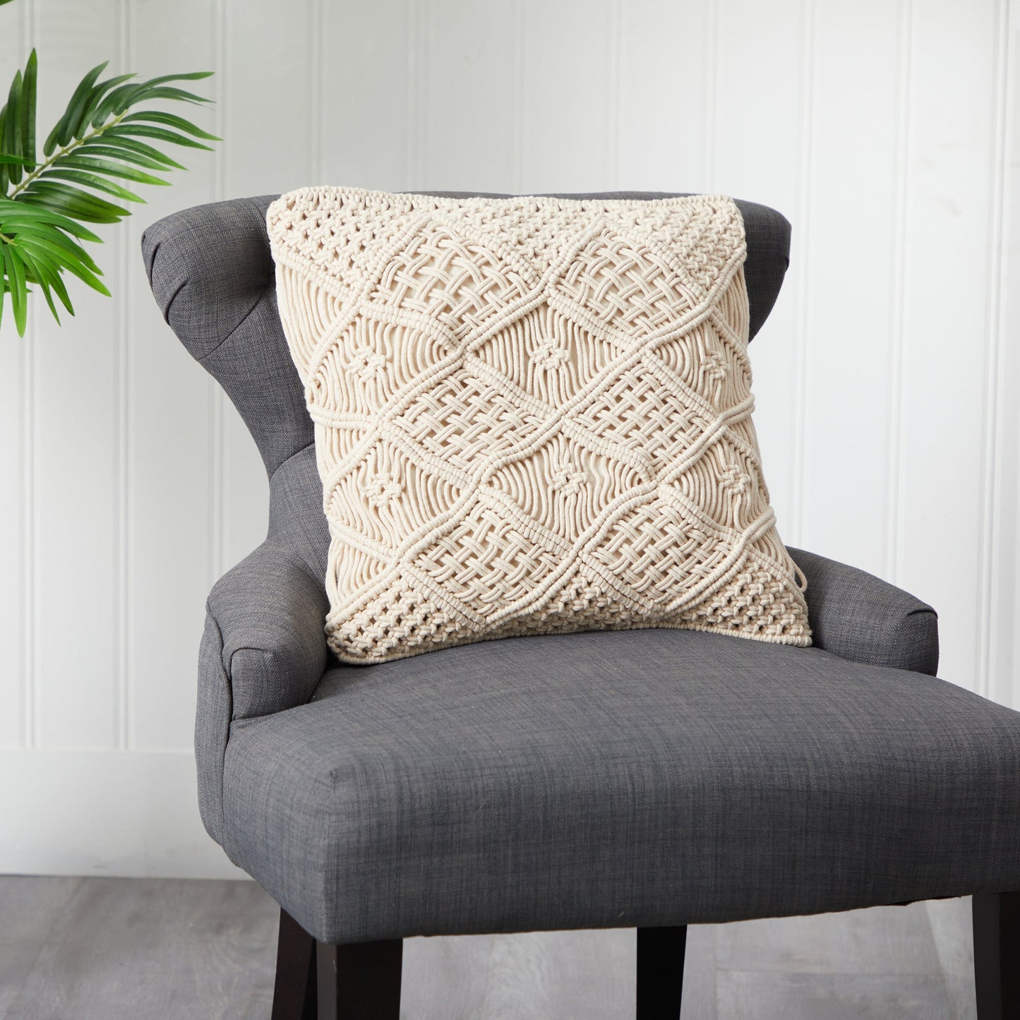 18” Boho Cross Woven Macrame Decorative Pillow Cover - Tampa Home & Garden Store