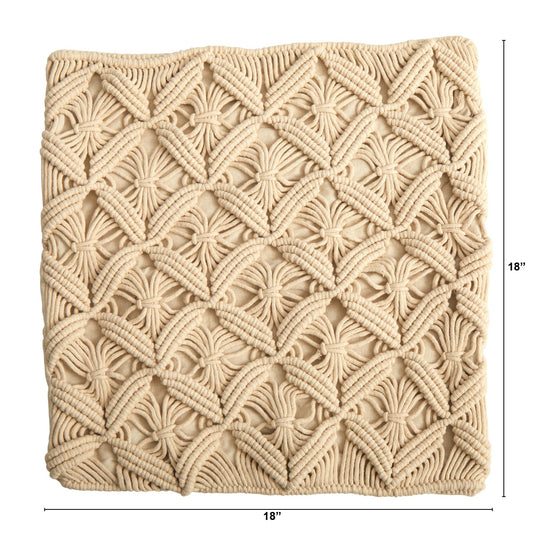 18” Boho Diamond Woven Macrame Decorative Pillow Cover - Tampa Home & Garden Store