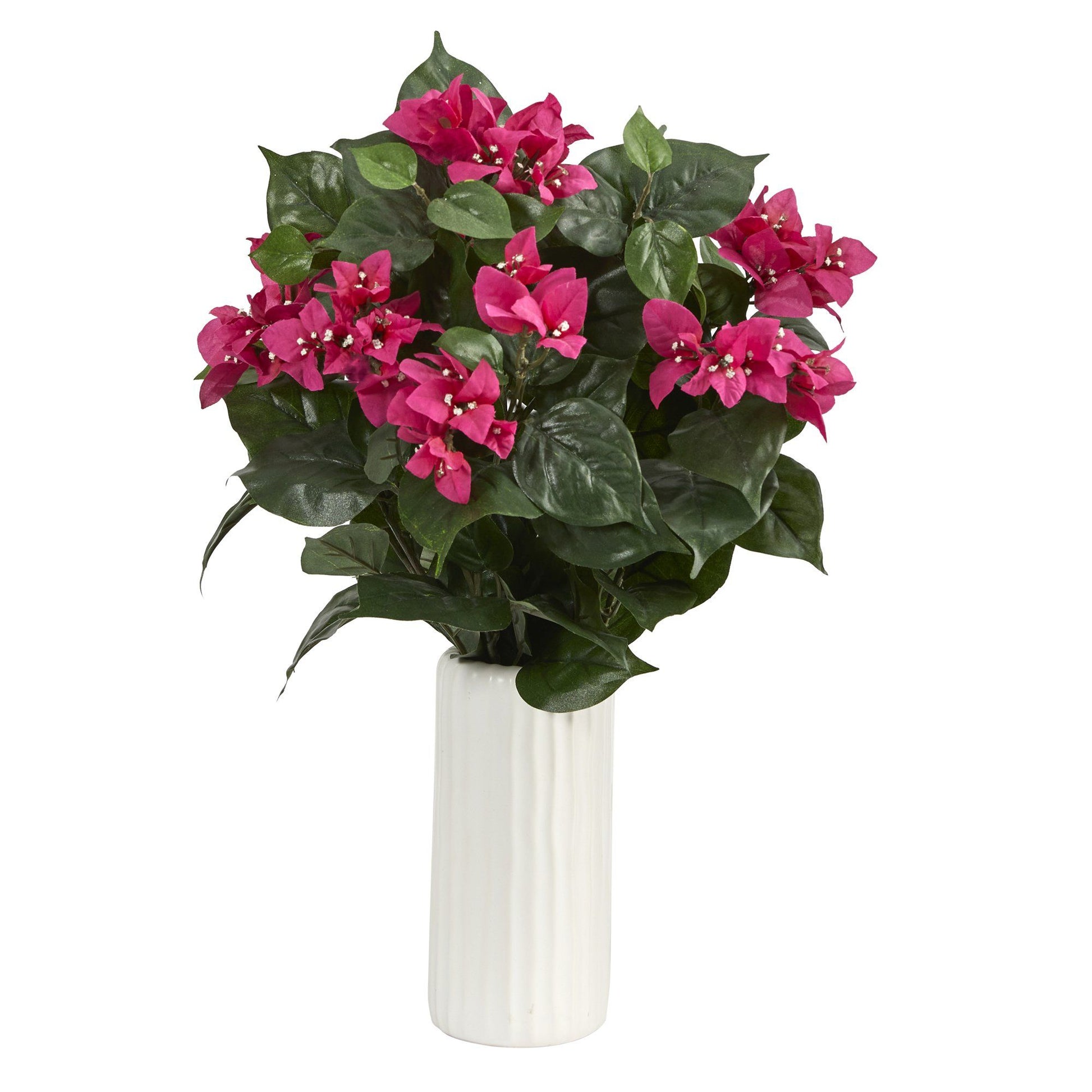 18” Bougainvillea Artificial Plant in White Planter - Tampa Home & Garden Store