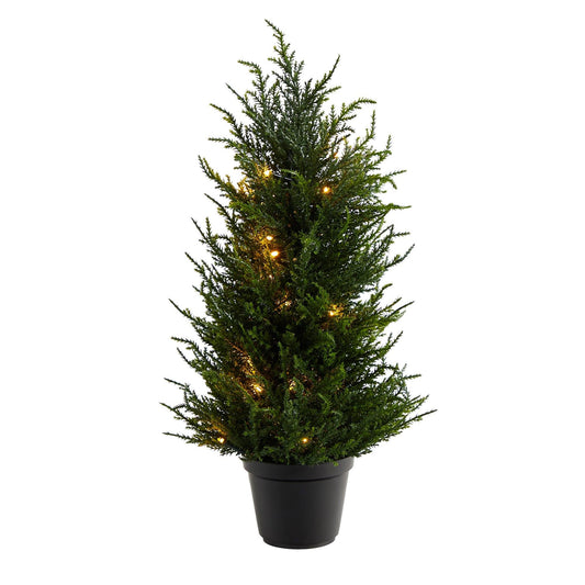 18” Cedar Artificial Tree with LED Lights UV Resistant (Indoor/Outdoor) - Tampa Home & Garden Store