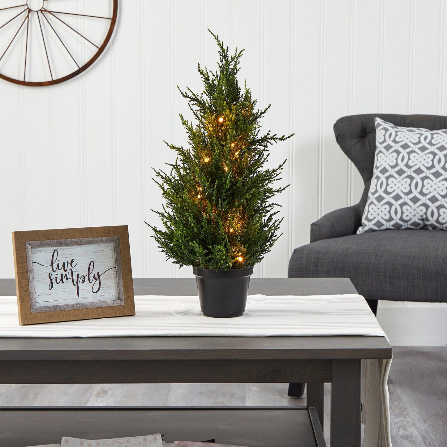 18” Cedar Artificial Tree with LED Lights UV Resistant (Indoor/Outdoor) - Tampa Home & Garden Store