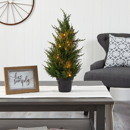 18” Cedar Artificial Tree with LED Lights UV Resistant (Indoor/Outdoor) - Tampa Home & Garden Store