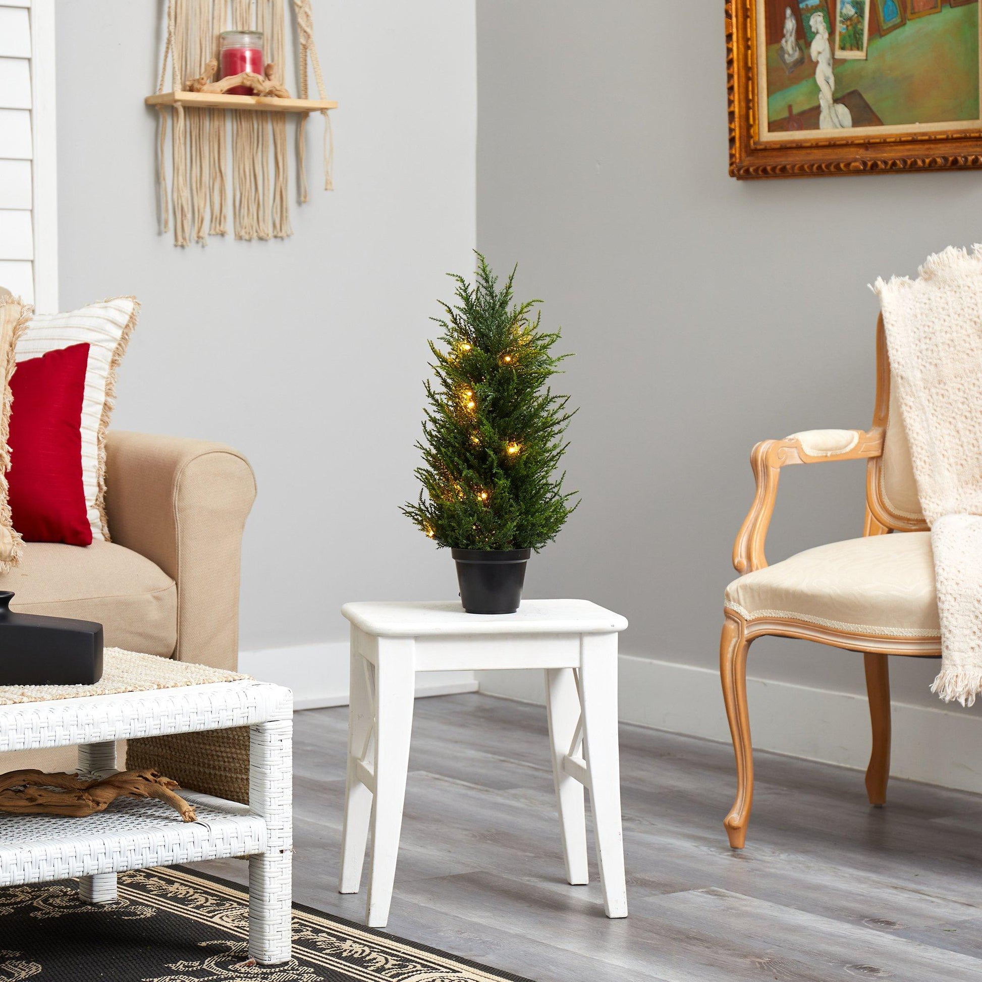 18” Cedar Artificial Tree with LED Lights UV Resistant (Indoor/Outdoor) - Tampa Home & Garden Store