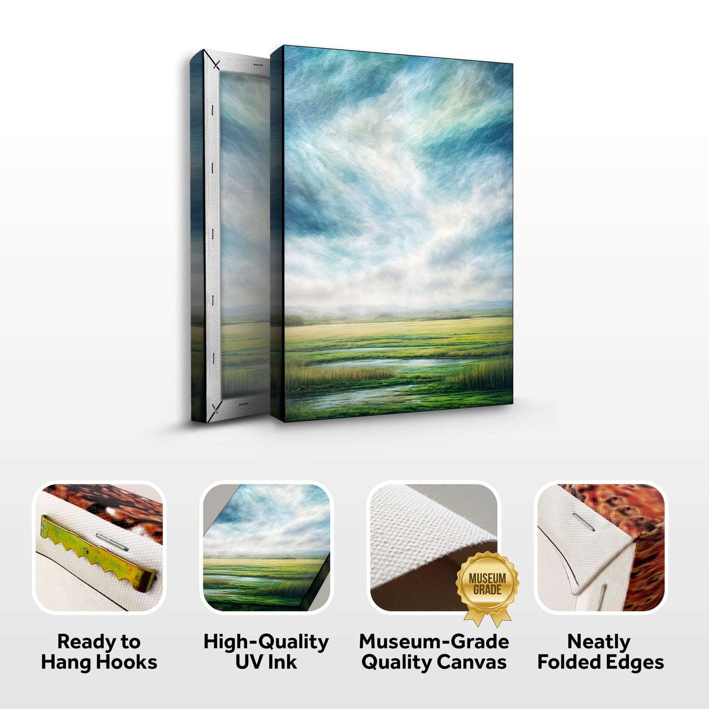 Modern Skyview Nature Wall Art canvas triptych in blue sky and fields by Tailored Canvases on Tampa Home & Garden Store