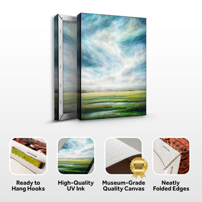 Modern Skyview Nature Wall Art canvas triptych in blue sky and fields by Tailored Canvases on Tampa Home & Garden Store