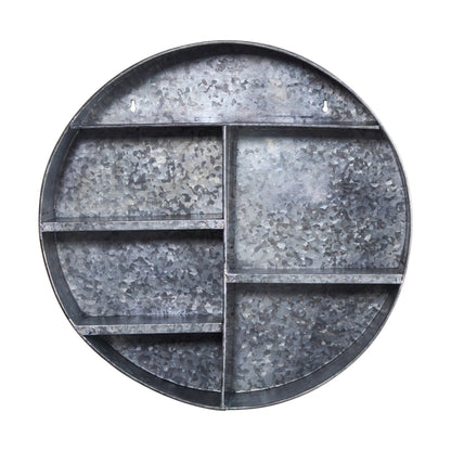 18” Galvanized Circular Metal Wall Mounted Shelf with Four Tier Shelves - Tampa Home & Garden Store