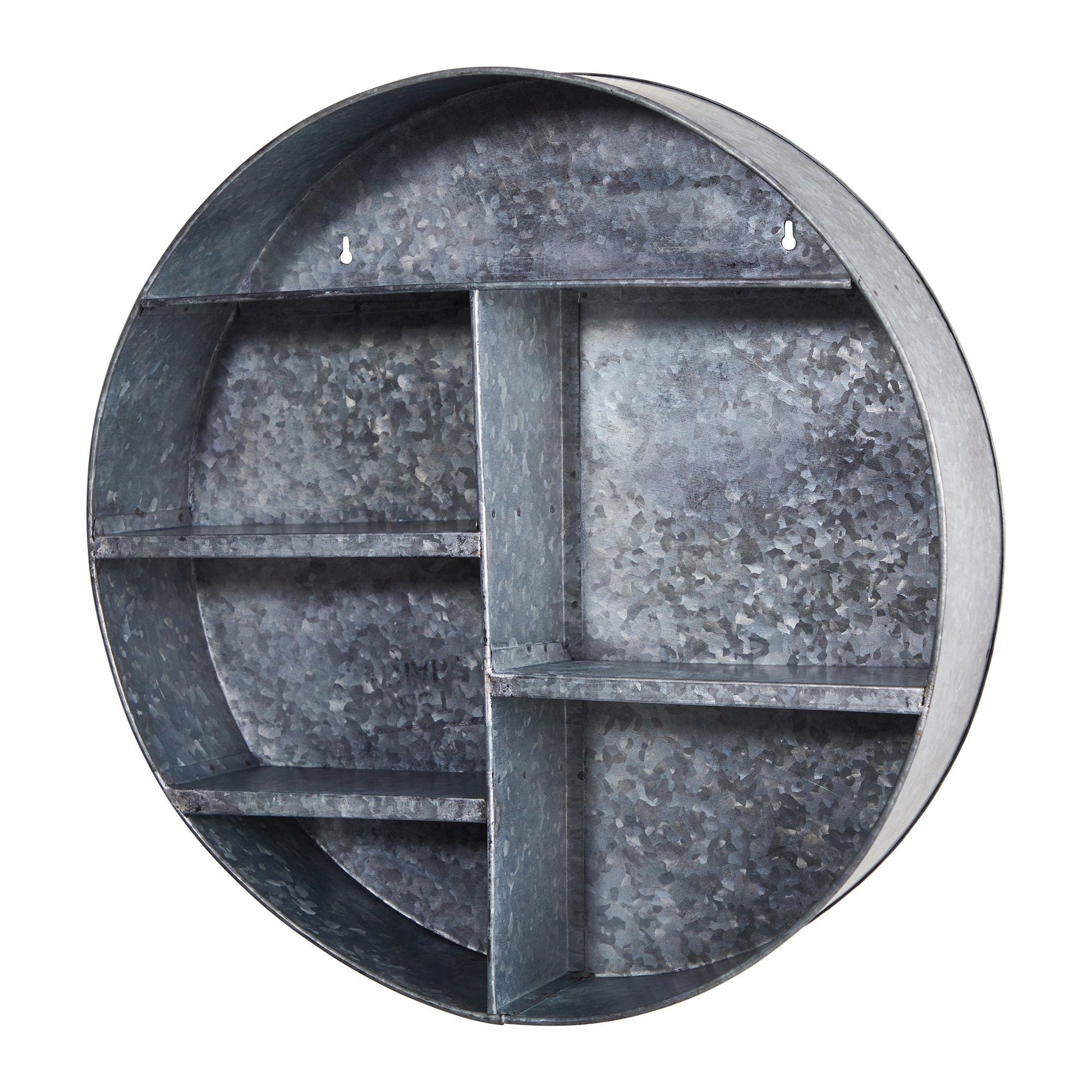 18” Galvanized Circular Metal Wall Mounted Shelf with Four Tier Shelves - Tampa Home & Garden Store