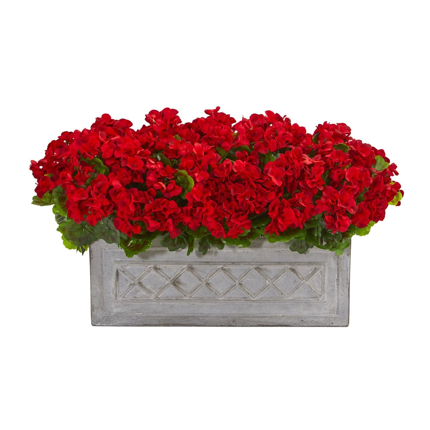 18” Geranium Artificial Plant in Stone Planter UV Resistant (Indoor/Outdoor) - Tampa Home & Garden Store