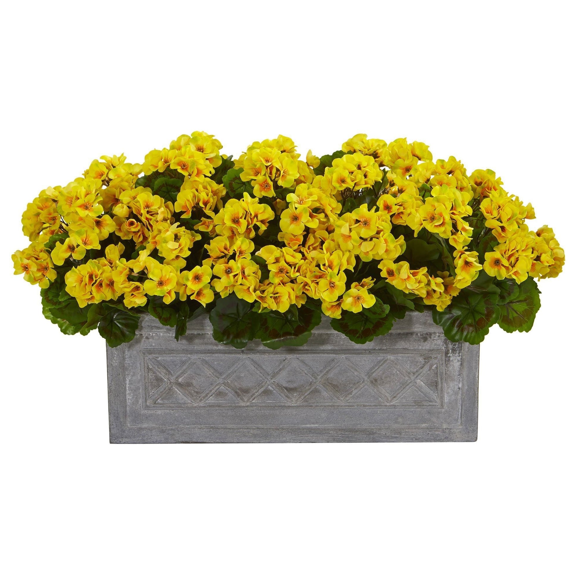 18” Geranium Artificial Plant in Stone Planter UV Resistant (Indoor/Outdoor) - Tampa Home & Garden Store
