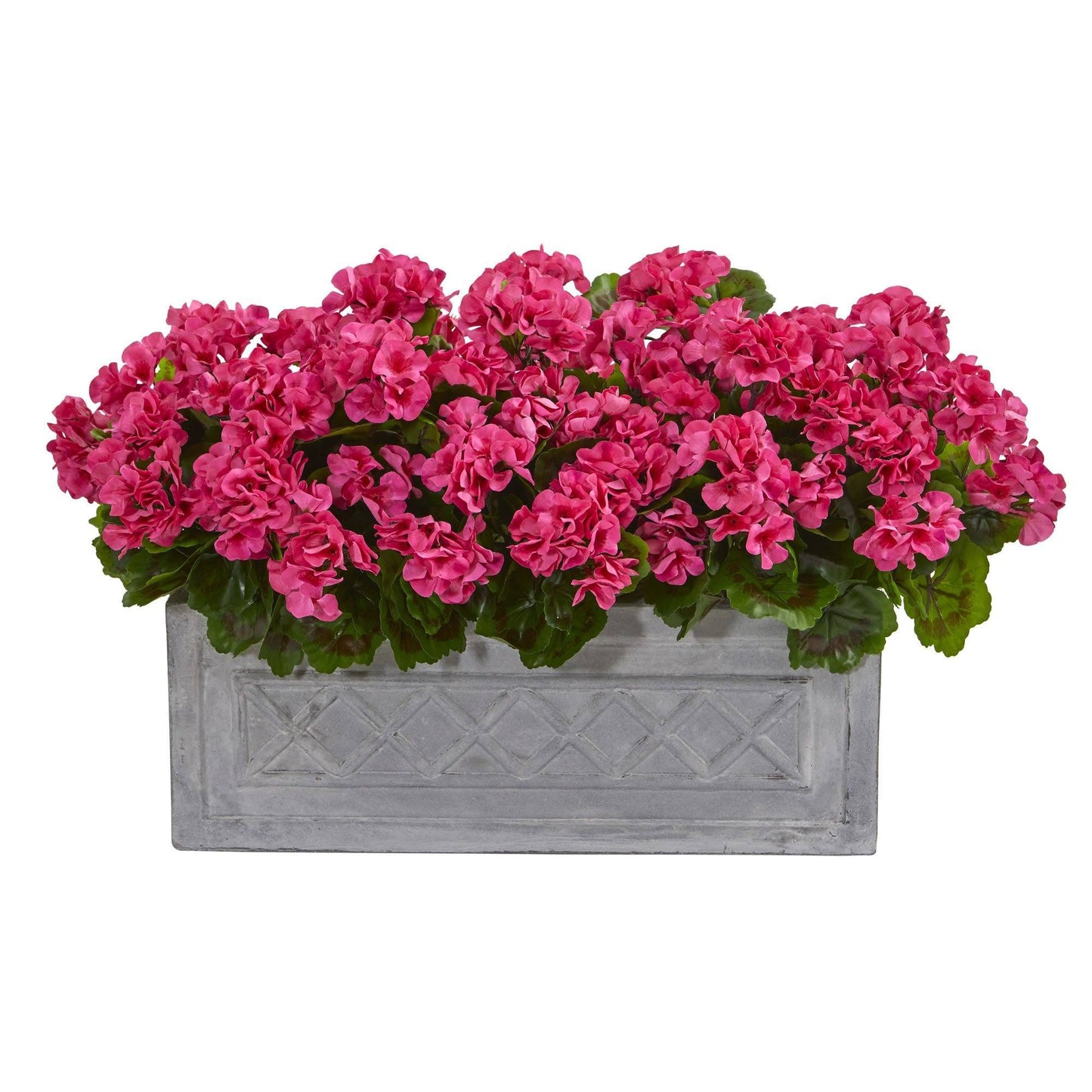 18” Geranium Artificial Plant in Stone Planter UV Resistant (Indoor/Outdoor) - Tampa Home & Garden Store