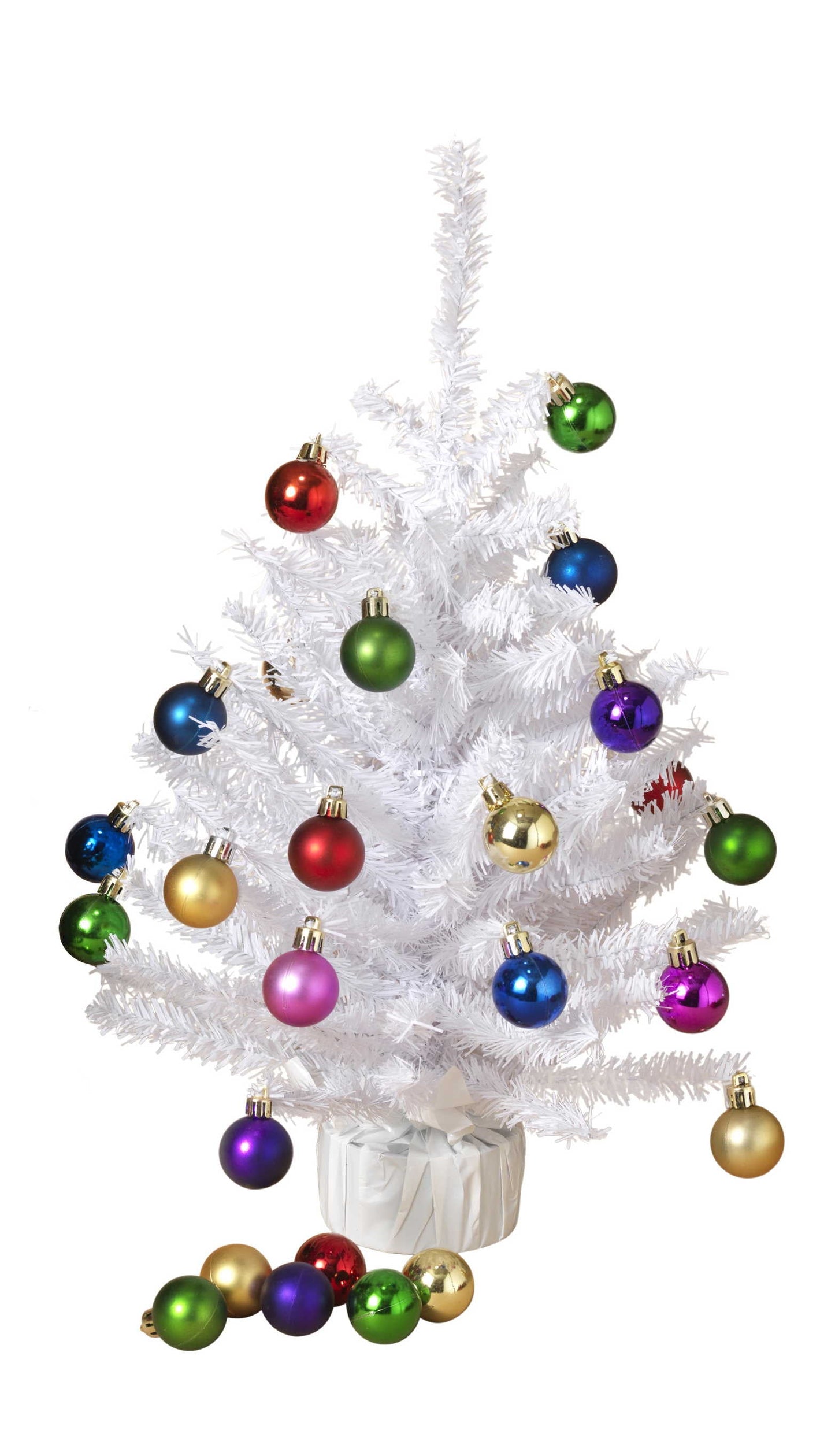 18 Inch Christmas Tree with 20 Ornaments - White - Tampa Home & Garden Store