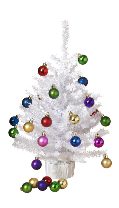 18 Inch Christmas Tree with 20 Ornaments - White - Tampa Home & Garden Store