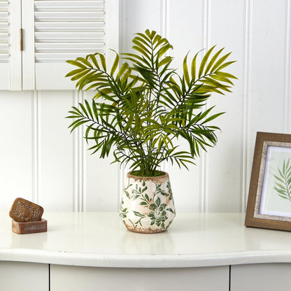 18” Mini Areca Palm Artificial Plant in Floral Vase - Tampa Home & Garden Store