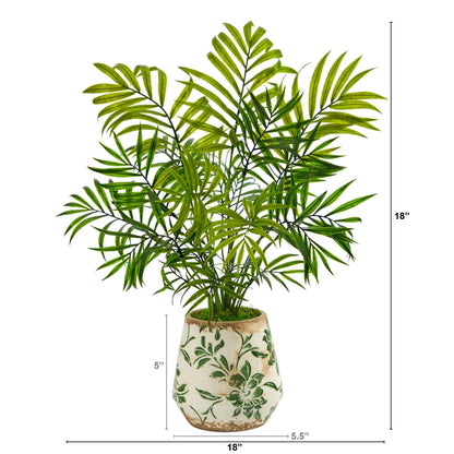 18” Mini Areca Palm Artificial Plant in Floral Vase - Tampa Home & Garden Store