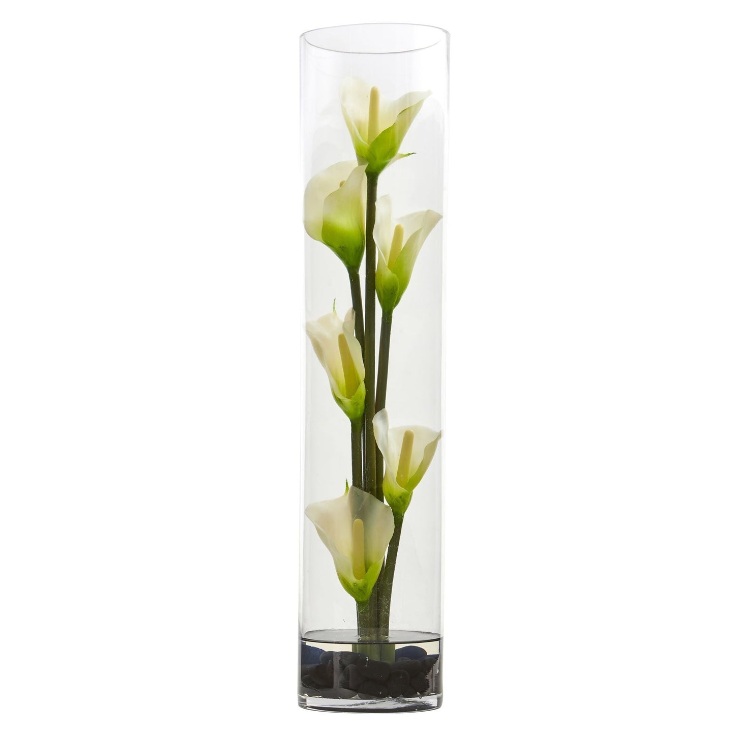 18” Mini Cally Lily Artificial Arrangement in Cylinder Glass - Tampa Home & Garden Store